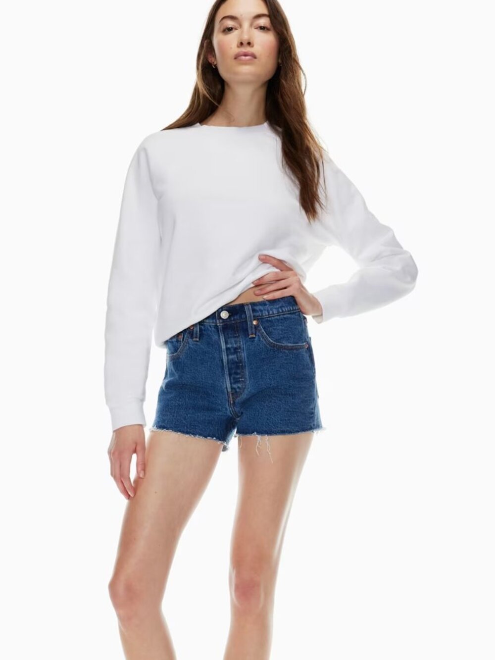Levi’s 501 Denim Shorts Jive Stone Size 33 Dark Wash High Waist Cotton Blend